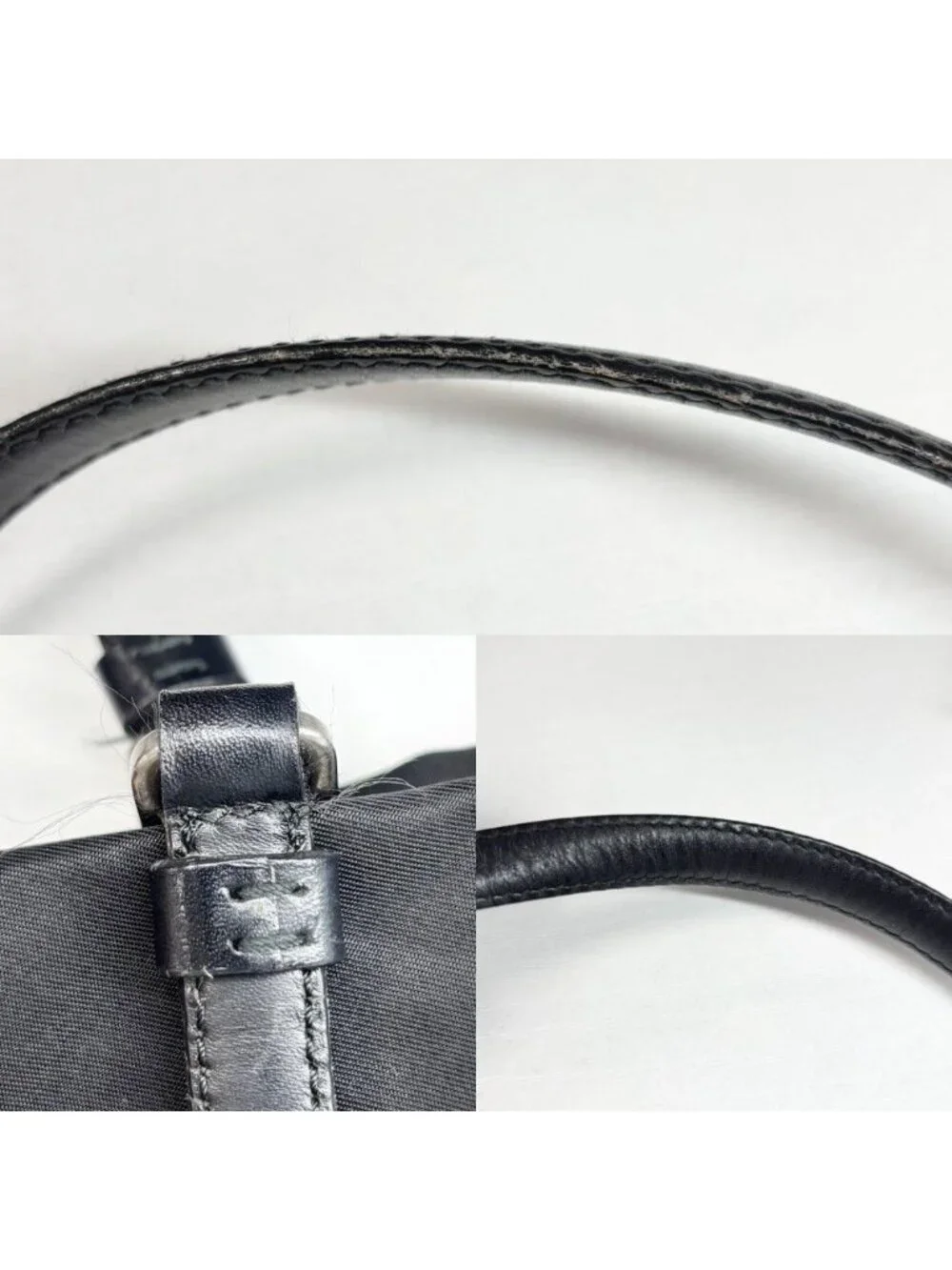 Prada Triangle Logo Mini Bag Shoulder Crossbody Nylon Black Silver